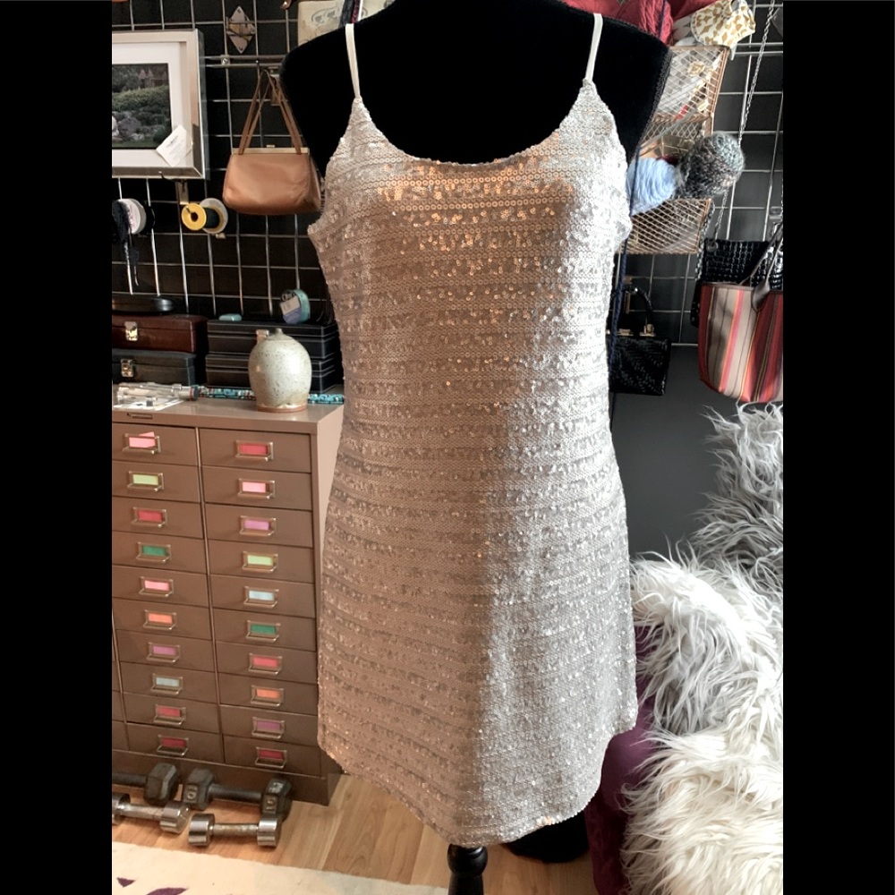 NWOT MM Couture Silver Sequin Dress